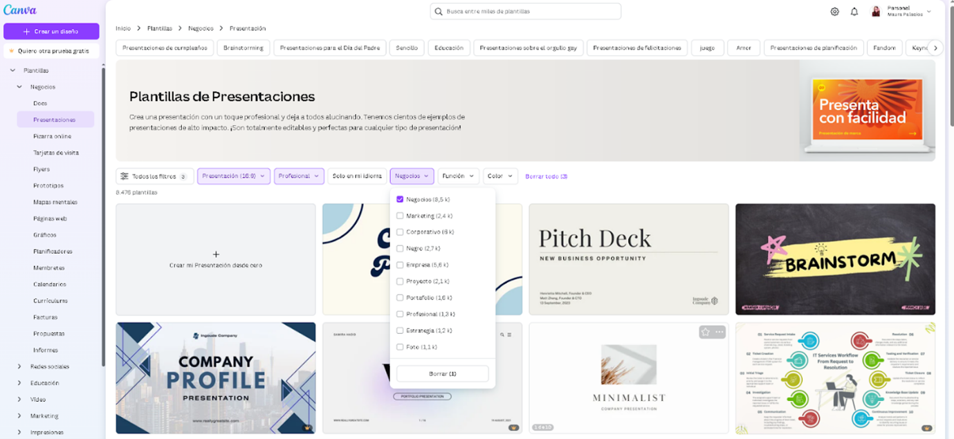 Plantillas de presentaciones Canva