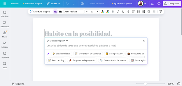 Resumidor de textos IA con Canva