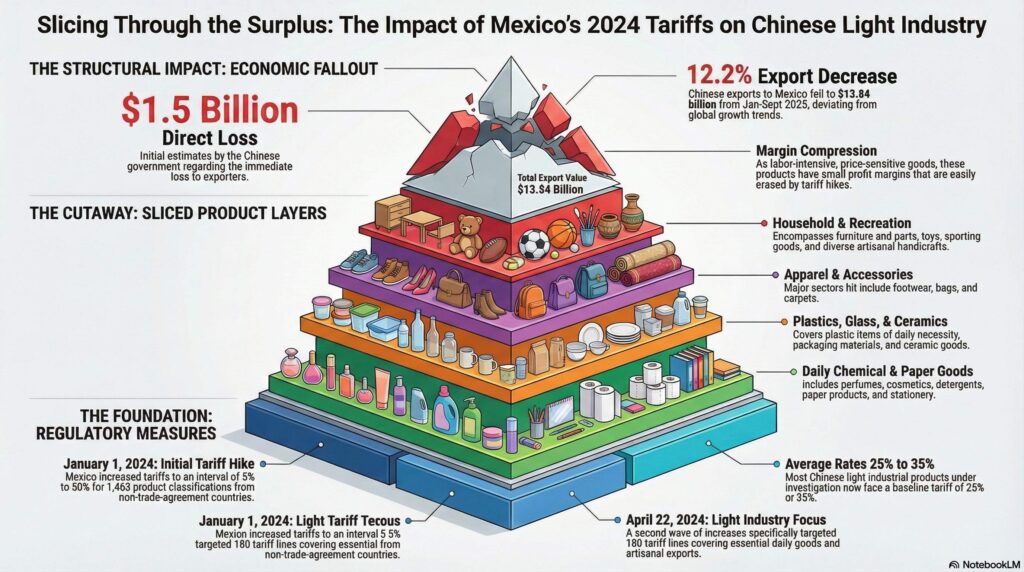 Importaciones de productos industriales ligeros y artesanías: impacto de los aranceles de México a China  