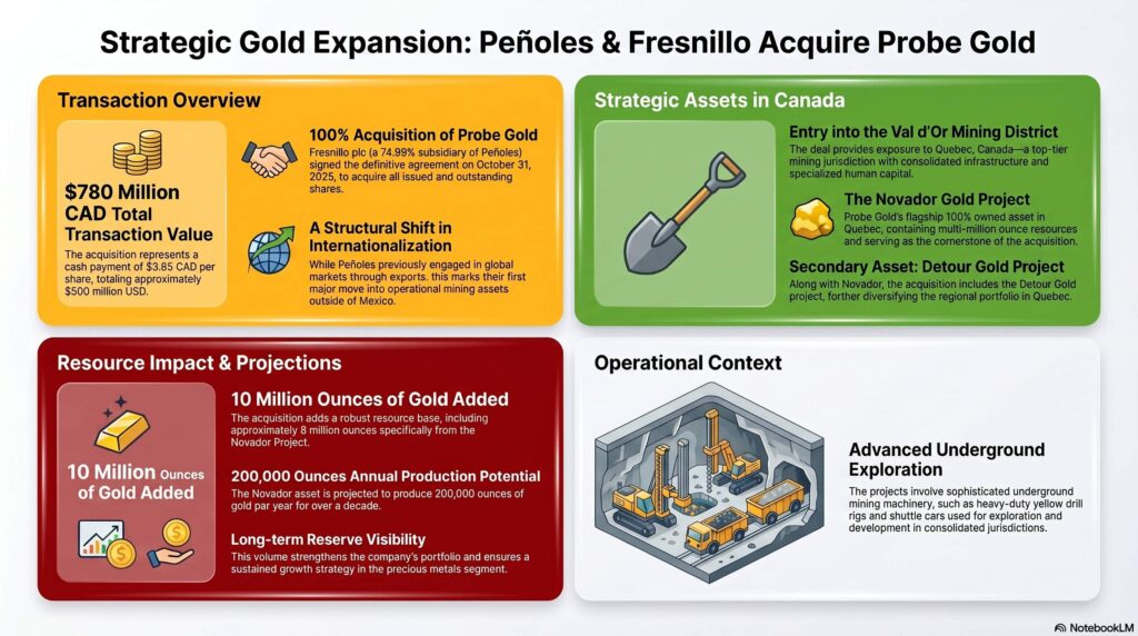 L'internationalisation de Peñoles s'est renforcée avec l'acquisition de Probe Gold