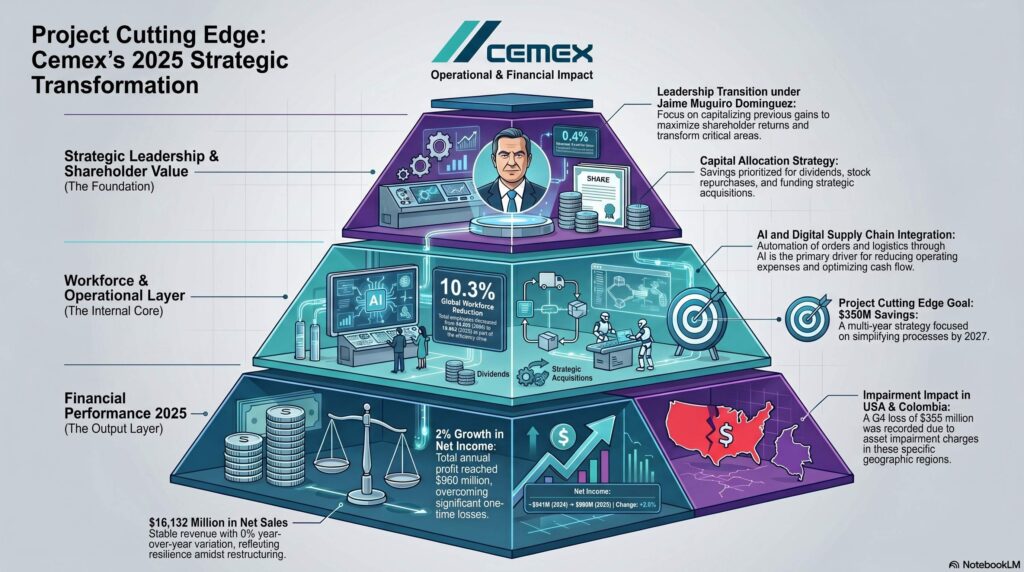 Proyecto Cutting Edge de Cemex:10% de reducción del empleo en 2025