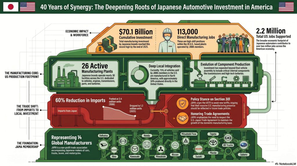 Tendencia de la inversión automotriz japonesa en Estados Unidos: 40 años de historia