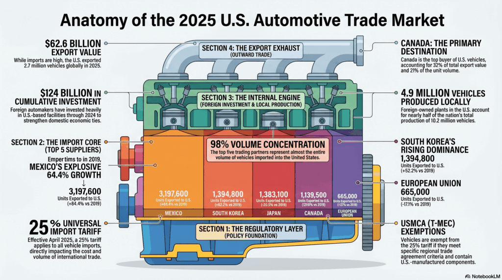 Principales proveedores automotrices de Estados Unidos: México y Corea del Sur